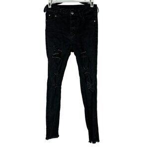 Shein Black Distressed Skinny Jeans Size S Women's Stretch Fit